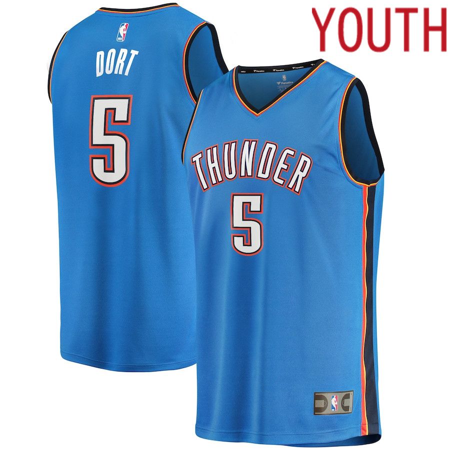 Youth Oklahoma City Thunder #5 Luguentz Dort Fanatics Branded Blue Fast Break Player NBA Jersey